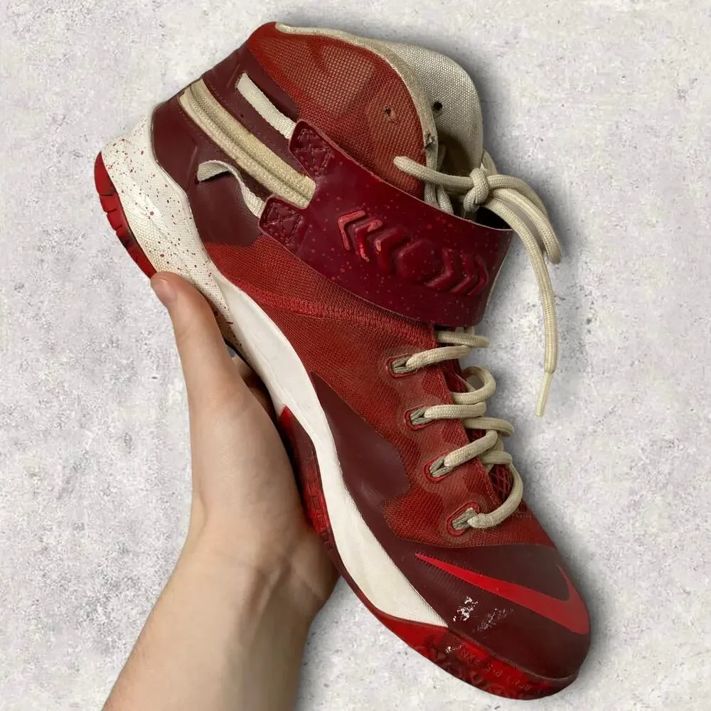 Vintage Y2K Lebron 8 Soldier Basketball Shoes Mens 11.5 Red White Swoosh